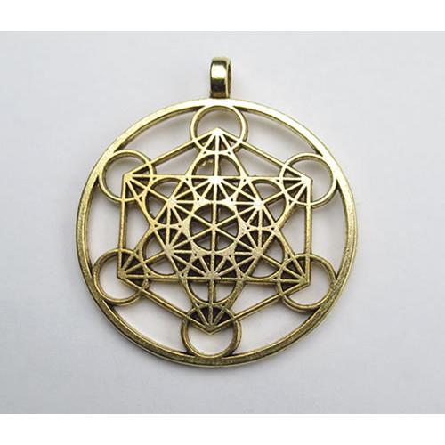 メタトロンキューブ ゴールドカラー ペンダント 神聖幾何学図形 フルーツオブライフ オルゴナイトにも 7006