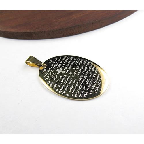 オーバル型 34×24mm 304ステンレス ペンダント ゴールドカラー「主の