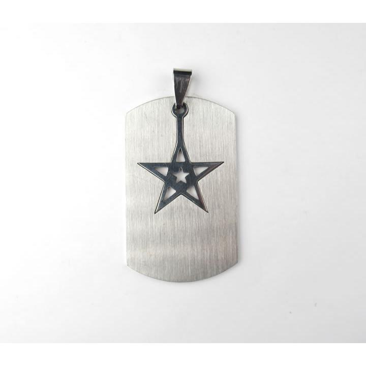 ペンタクル ペンダント 316Lステンレス タグ型 安倍晴明桔梗紋 魔除け