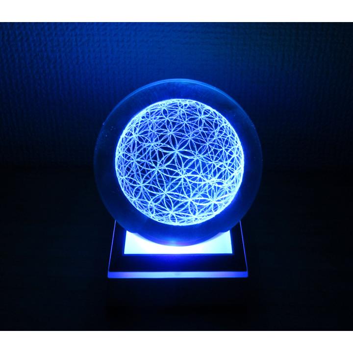 レインボーカラーフラワーオブライフ ライト80mm LEDライト付き(台座