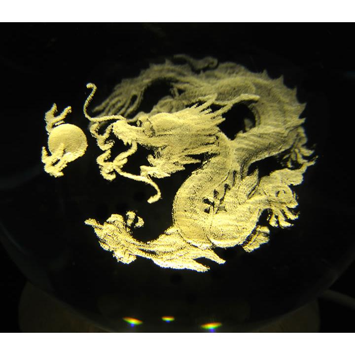 五爪龍 ドラゴン 3Dレーザー彫 クリスタルガラス80mm丸玉 スフィア USB
