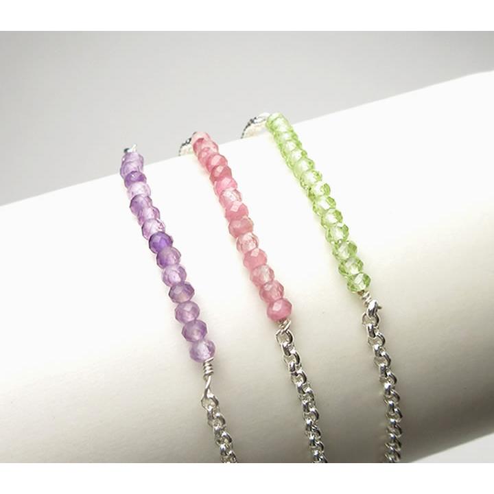 インド輸入全カットピンククォーツ&シトリンブレスレット 調整チェーン付 アメジスト／ピンクトルマリン／ペリドット チェーンブレスレット 304