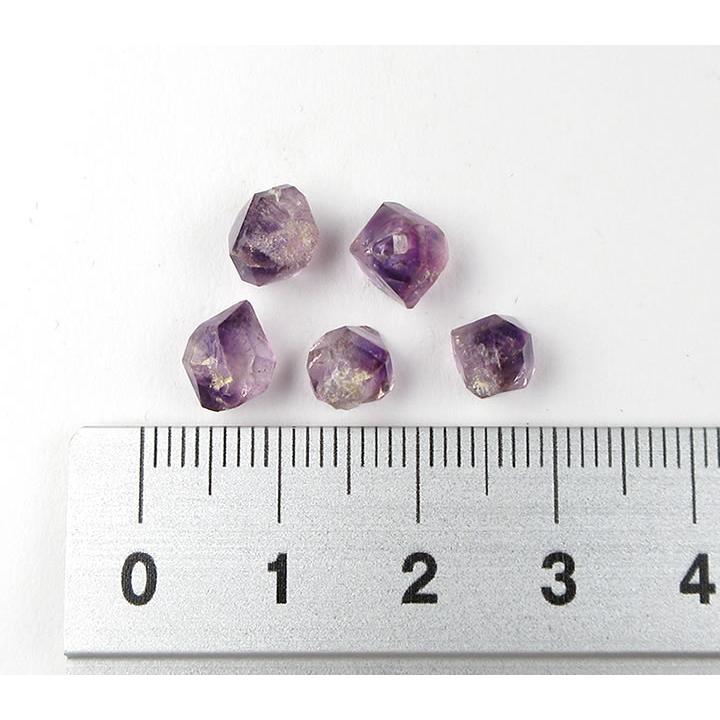 アメジスト ハーキマー 結晶 5個セット 7.5ct H&E社 ヘブンアンド