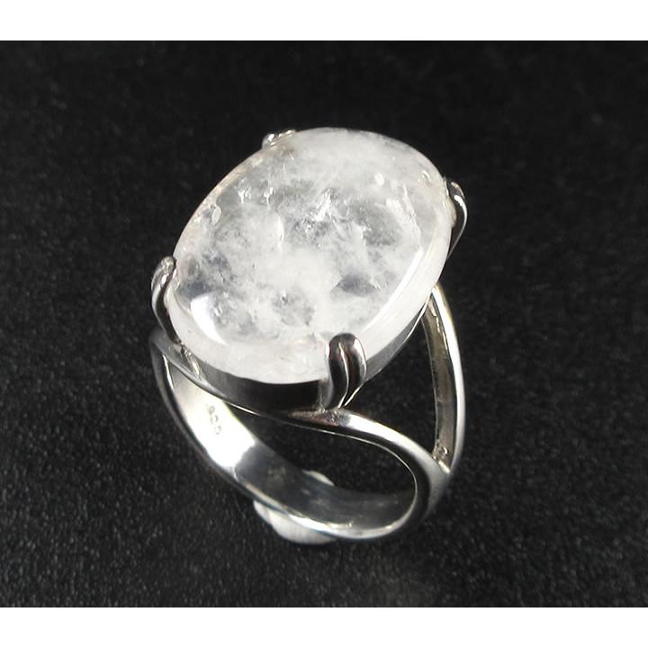 アゾゼオ ホワイトアゼツライト オーバル18mmリング 11号 H&E社証明