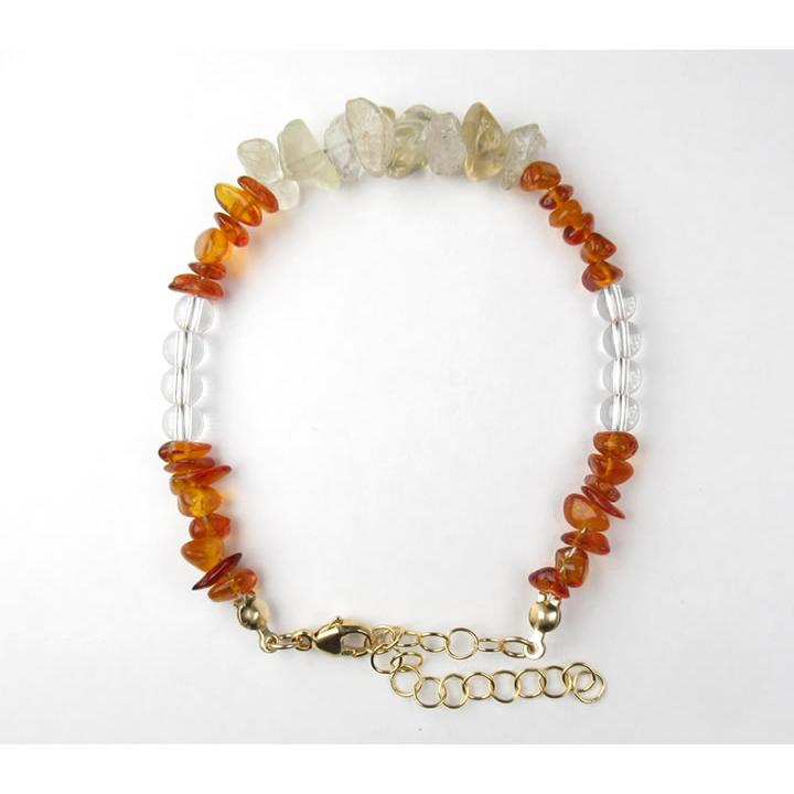 H&E社アンバー＆ゴールデンアゼツライト 水晶 14kgfブレスレット