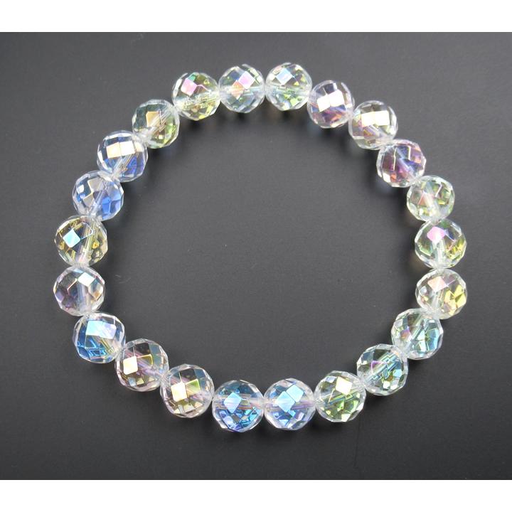 ☘️エンジェルオーラクォーツ❤︎　キラキラ　月様❤️ エンジェルオーラ 8mm カットクォーツブレスレット 虹の輝き 生命力