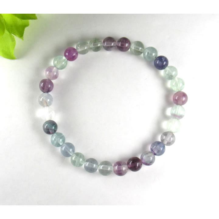 マルチカラー フローライト 6mm ブレスレット B1flu007 : ラベンダー