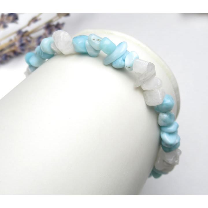 ラリマー アゼツライト さざれブレスレット B1larimar007 : ラベンダー