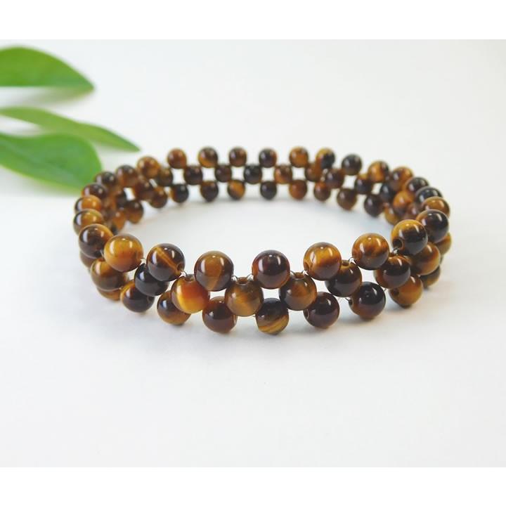 タイガーアイ4mm ブレスレット ( 8の字編み ) 金運、仕事運 B1tiger009