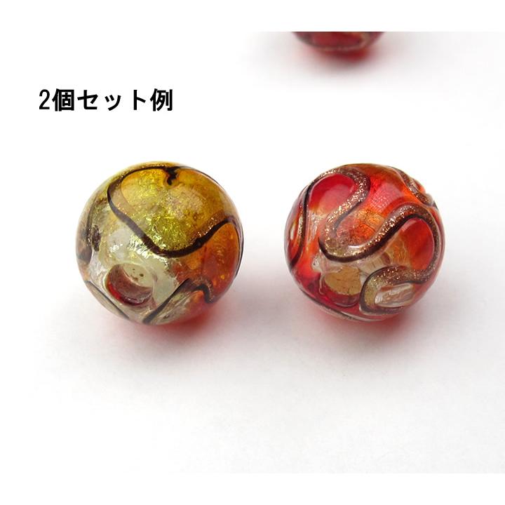 ランプワークビーズ 丸玉 12mm レッド 2個セット 銀箔入り 手作りガラス アート アクセサリー  bs-lamp002｜ac-jewel｜03