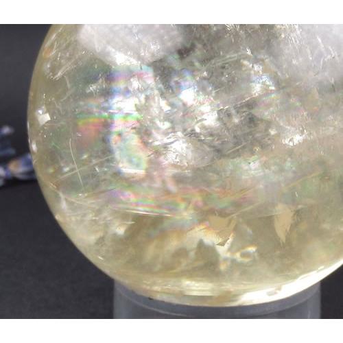 ゴールデンイエローカルサイト 57mm スフィア 丸玉 260g 虹あり