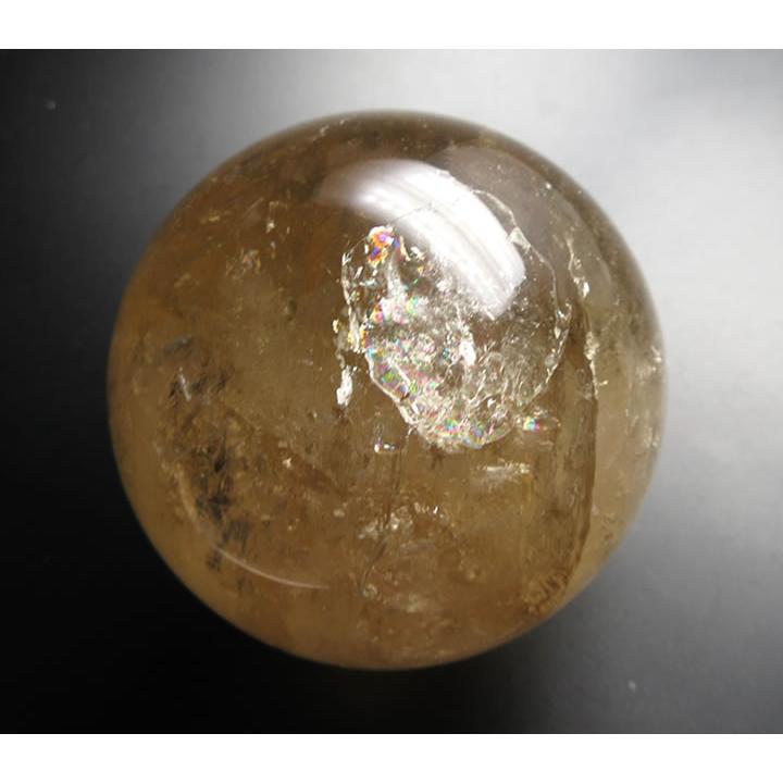 ブラジル産 シトリン スフィア 63mm 387g 虹あり 丸玉 大天使ジョフィエルの宝石 太陽の光線 天然石 パワーストーン 浄化 インテリア ci182の画像