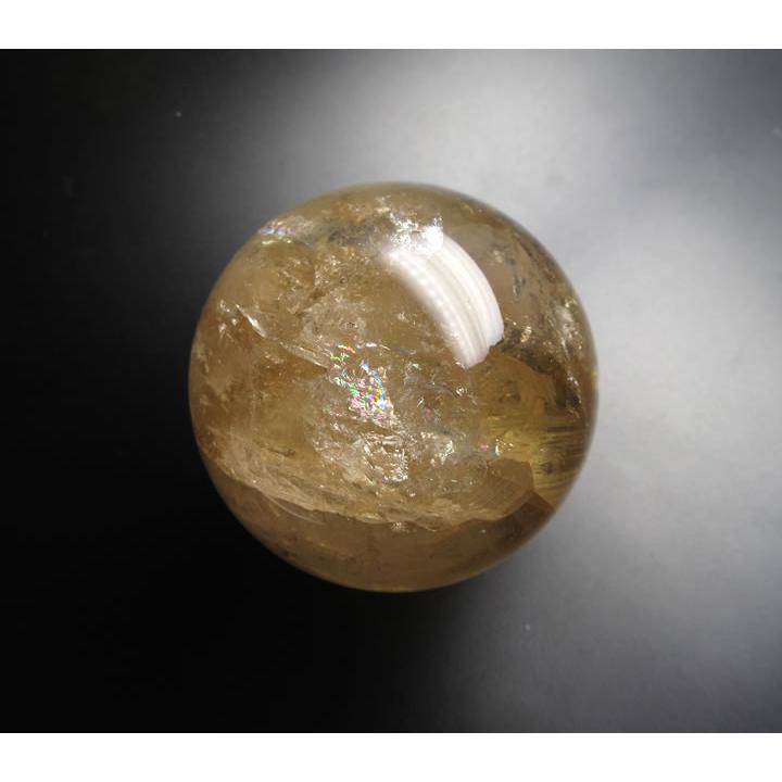 ブラジル産 シトリン スフィア 63mm 387g 虹あり 丸玉 大天使ジョフィエルの宝石 太陽の光線 天然石 パワーストーン 浄化 インテリア ci182の画像