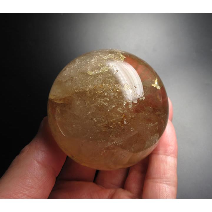 ブラジル産 シトリン スフィア 63mm 387g 虹あり 丸玉 大天使
