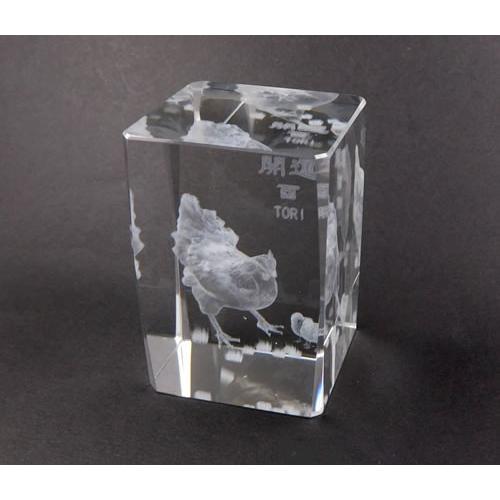 開運干支“酉”クリスタルガラス立体レーザー彫り 置き物 d0001 :d0001 