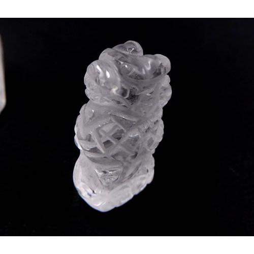 縁起物・開運 天然水晶 龍姿彫り 置き石 d0004 : ラベンダーストーン