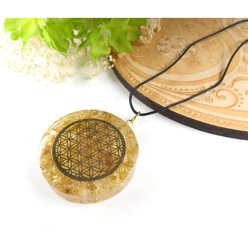 シトリン フラワーオブライフ オルゴナイト ペンダント 金運 成功 豊か