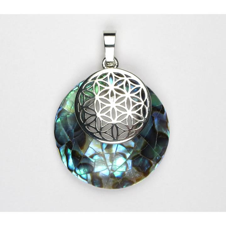 アバロンシェル フラワーオブライフチャーム付きペンダント アヴァロン  