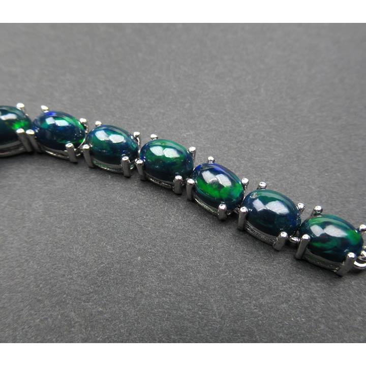 エチオピア産 ブラックオパール ブレスレット シルバー925 14Kホワイト