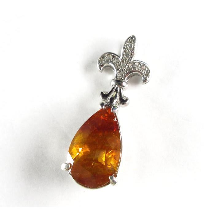 スファレライト 7.3ct ペア デザイン ペンダント シルバー925 ロジウムメッキ加工 キュービックジルコニア スペイン産 生命力と成功、金運 P1spha037の画像