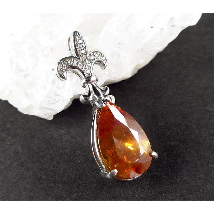 スファレライト 7.3ct ペア デザイン ペンダント シルバー925 ロジウムメッキ加工 キュービックジルコニア スペイン産 生命力と成功、金運 P1spha037の画像
