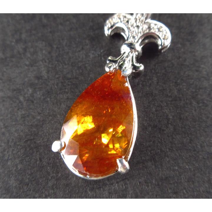 スファレライト 7.3ct ペア デザイン ペンダント シルバー925 ロジウムメッキ加工 キュービックジルコニア スペイン産 生命力と成功、金運 P1spha037の画像