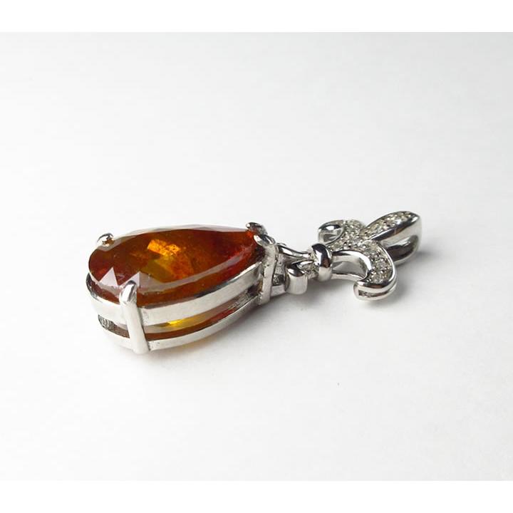 スファレライト 7.3ct ペア デザイン ペンダント シルバー925 ロジウムメッキ加工 キュービックジルコニア スペイン産 生命力と成功、金運 P1spha037の画像