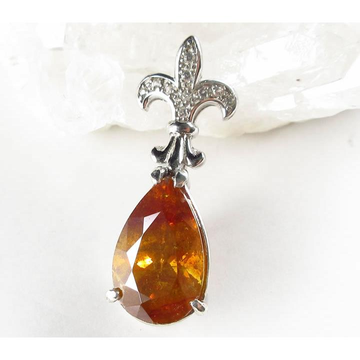 スファレライト 7.3ct ペア デザイン ペンダント シルバー925 ロジウムメッキ加工 キュービックジルコニア スペイン産 生命力と成功、金運 P1spha037の画像