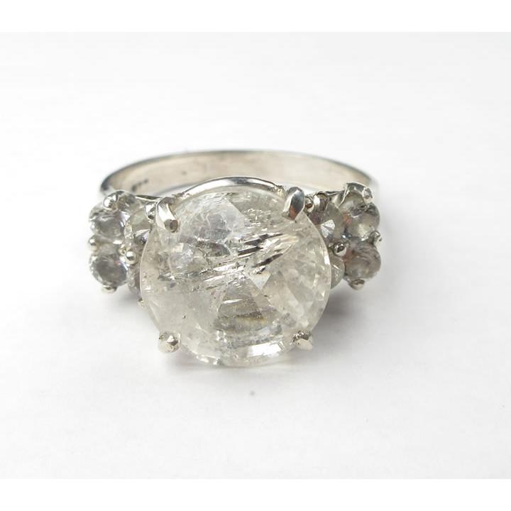 ミャンマー モゴク産 フェナカイト 6.77ct アゼツライト3mm リング 世界で最も高い波動 ハイバイブレーション シルバー925 パワーストーン R1ph204の画像