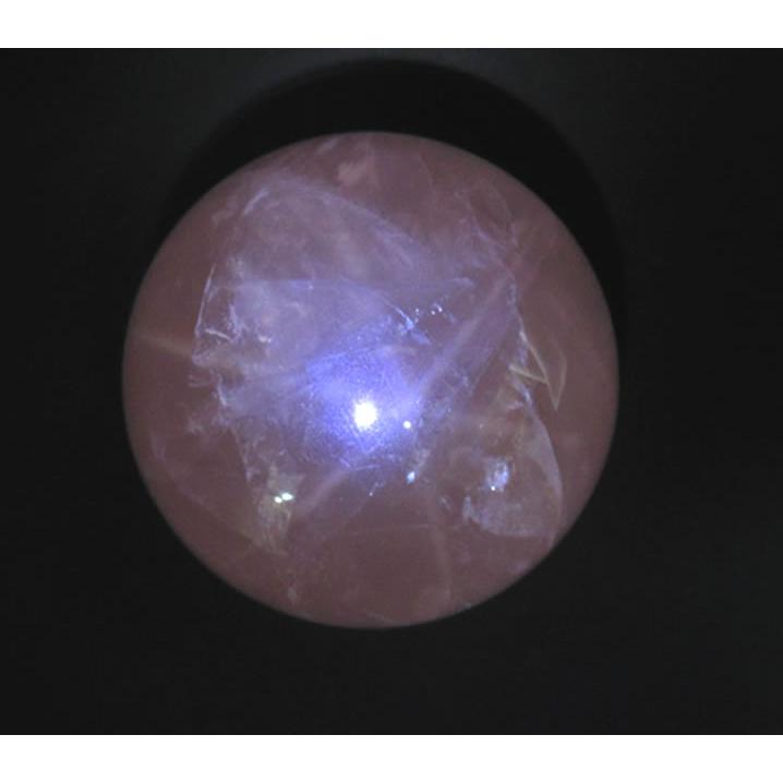 スターローズクォーツ スフィア 丸玉 虹あり 78mm 643g ディープカラー 'ピンクの龍神と観音様’ 神の愛につながる 愛の女神 天然石 rose086の画像