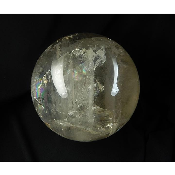 125mmスモーキークォーツスフィア丸玉虹あり'虹のニケ女神と大天使