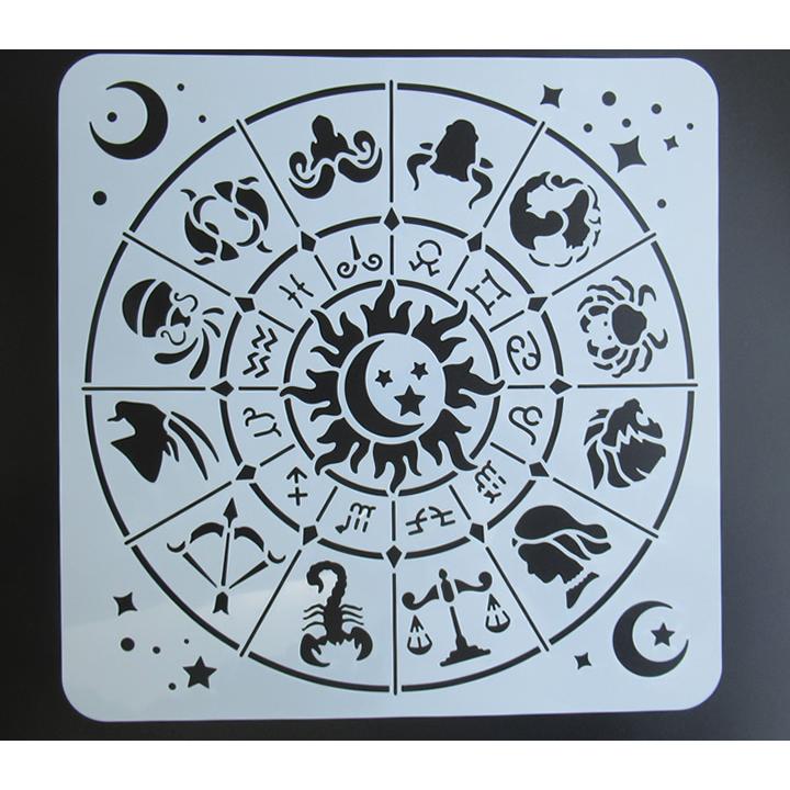 ステンシルシート【12星座】図柄28cm 星座 クラフト 型 ペイント