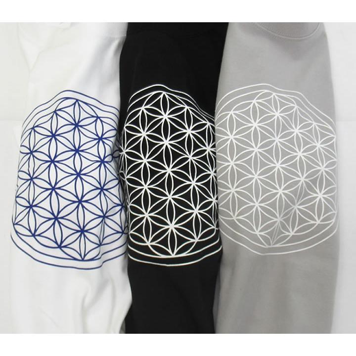 フラワーオブライフシャツ 神聖幾何学図形フラワーオブライフTシャツ半袖 白/黒/グレー 綿100