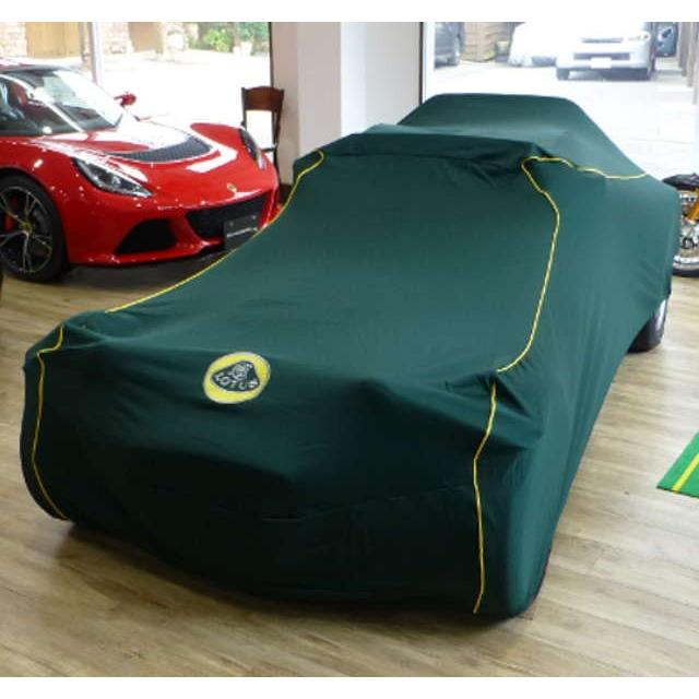 ロータスヨーロッパＳＰ用エンジンヘッドカバー（未使用品） インドア カーカバー ロータス7用 グリーン／イエローパイピング