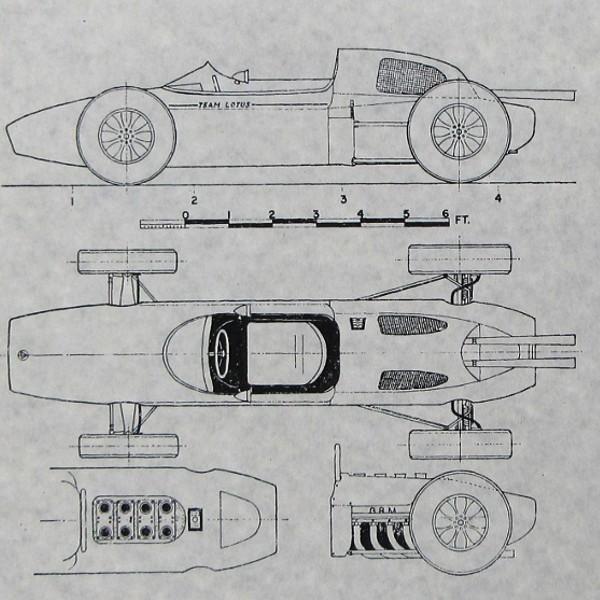 ロータス LOTUS 24 三面図 プリント A3サイズ : AC MINDS AUTOJUMBLE