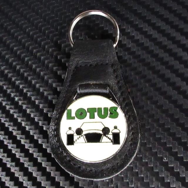 LOTUS ロータス キーホルダー 黒皮 イラストメタル 黄色 しずく形｜ac-minds-aj