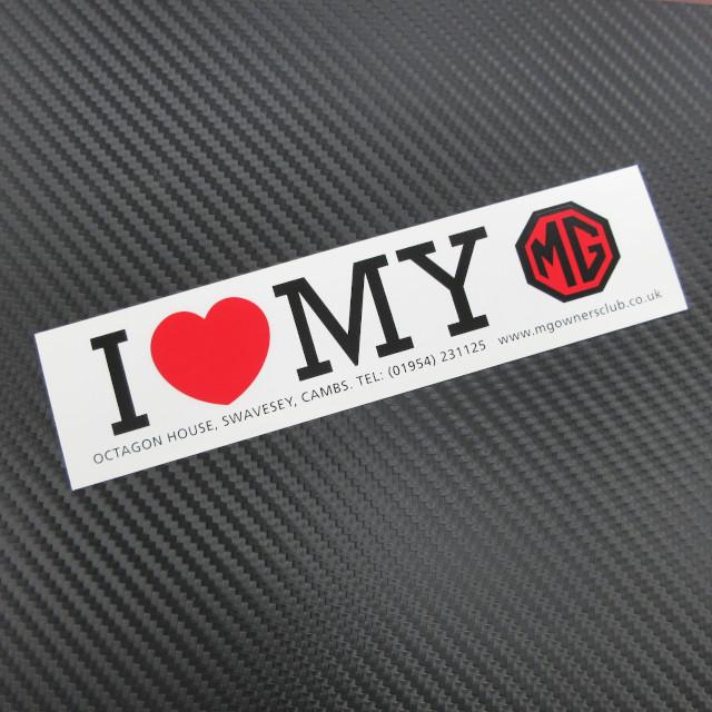MG オーナーズクラブ I LOVE MY ステッカー表貼り ホワイト 水貼り
