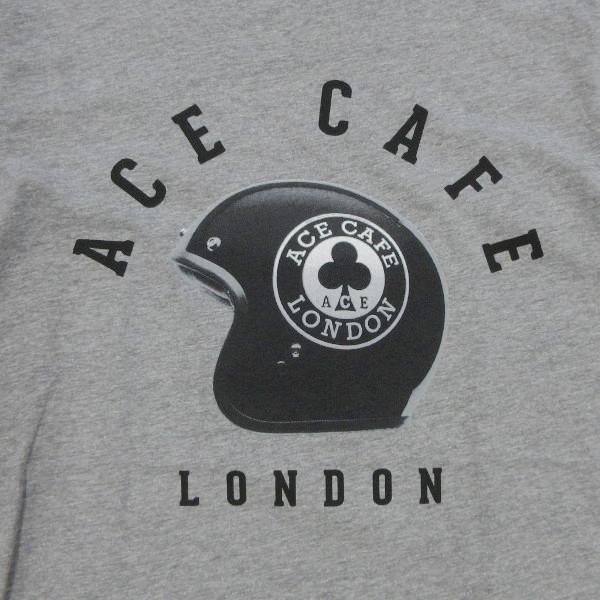 エース カフェ ロンドン ヘルメットプリント メンズTシャツ グレー｜ac-minds-aj｜02