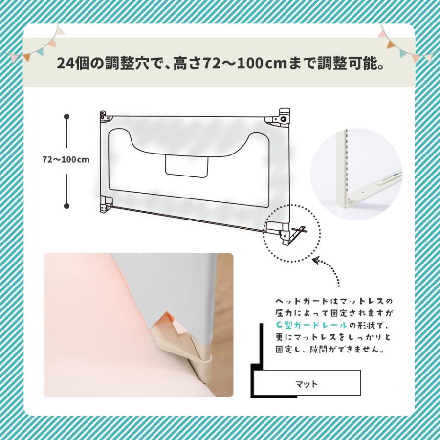 ベッドガード C13リニューアル版 ベッドフェンス 転落防止 ベビーベッドガード ベビーベッドフェンス 布団ズレ防止 ハイタイプ 赤ちゃん メッシュ Hugmuu アクアビット 通販 Yahoo ショッピング