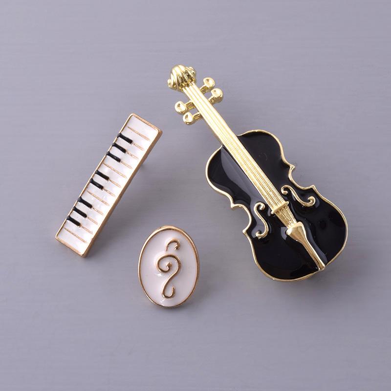 ブローチ 楽器3点セット バイオリン ピアノ 音符 ジャケット スーツ