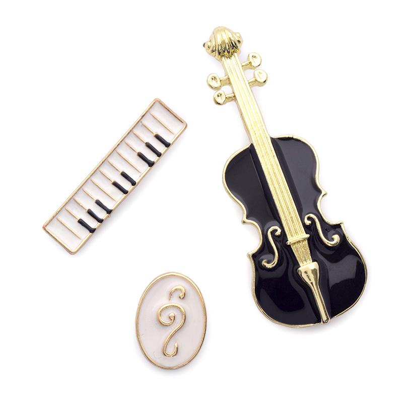 ブローチ 楽器3点セット バイオリン ピアノ 音符 ジャケット スーツ
