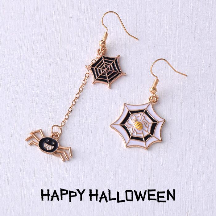 ピアス クモの巣 蜘蛛 ハロウィン ハロウィンパーティー ぶら下がり 個性的 | 