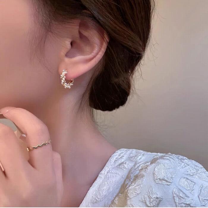 ピアス パール ゴールド フープピアス シンプルデザイン パール粒 小さめ |  | 03