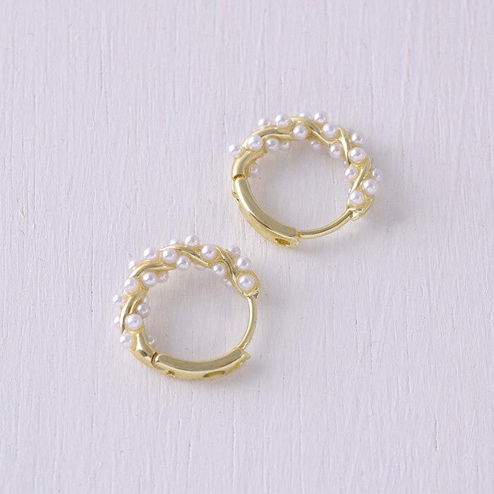 ピアス パール ゴールド フープピアス シンプルデザイン パール粒 小さめ |  | 04