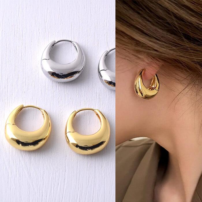 ピアス ドロップ ゴールド シルバー フープピアス ドロップピアス 両耳 | 