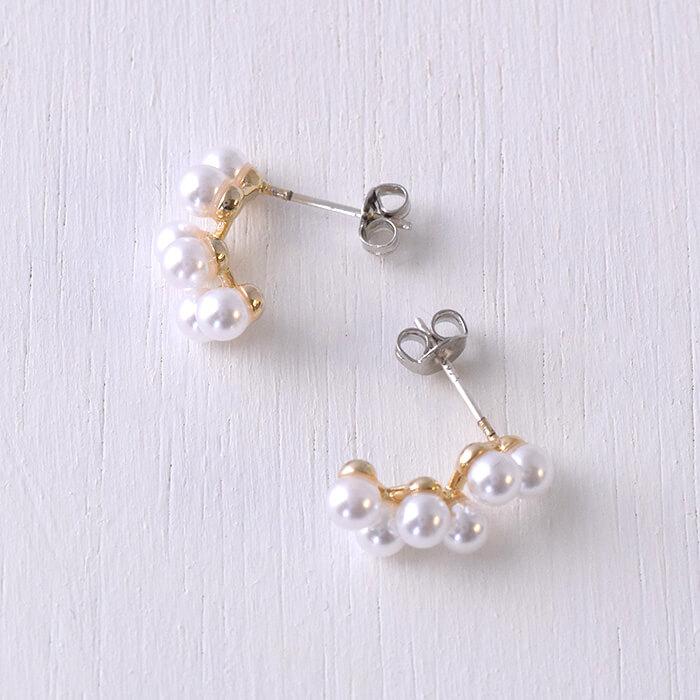 ピアス パール ゴールド ドロップ ブーケデザイン 普段使い シンプルデザイン |  | 05