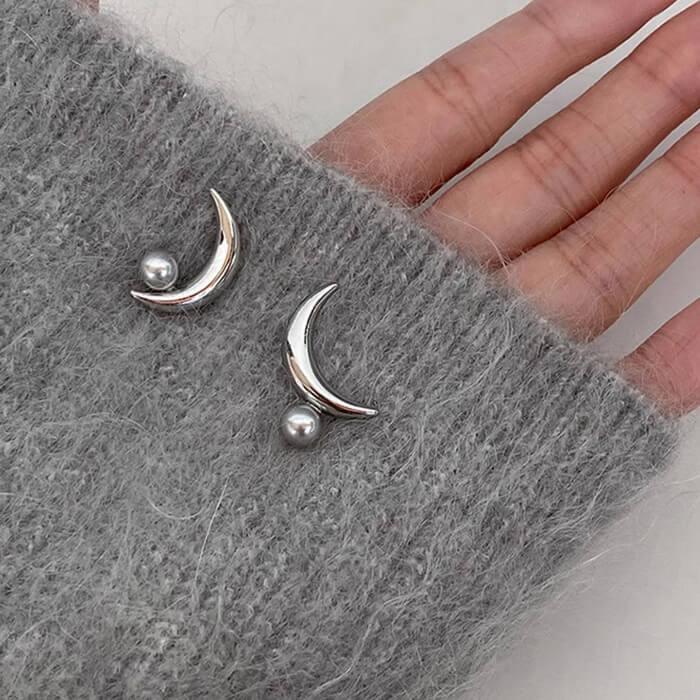 ピアス 三日月 パール グレーパール アシンメトリーデザイン 左右非対称 |  | 01