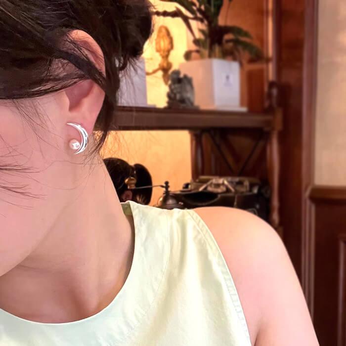 ピアス 三日月 パール グレーパール アシンメトリーデザイン 左右非対称 |  | 03