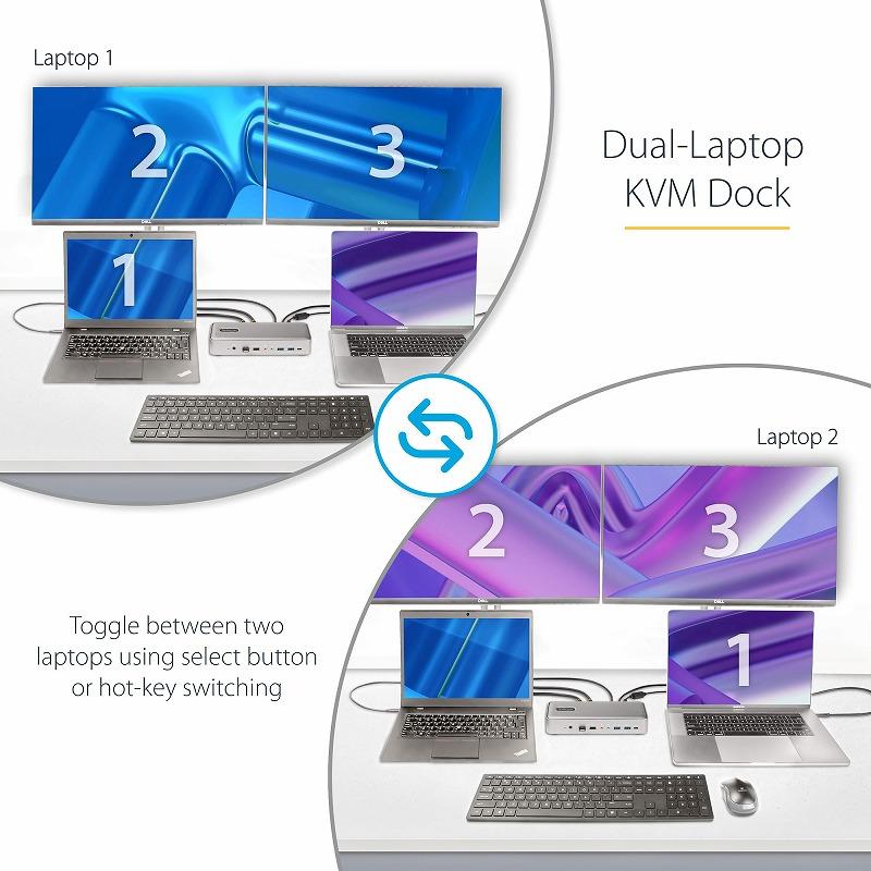ドッキングステーション USB-C KVM機能 デュアルモニター 4K60Hz