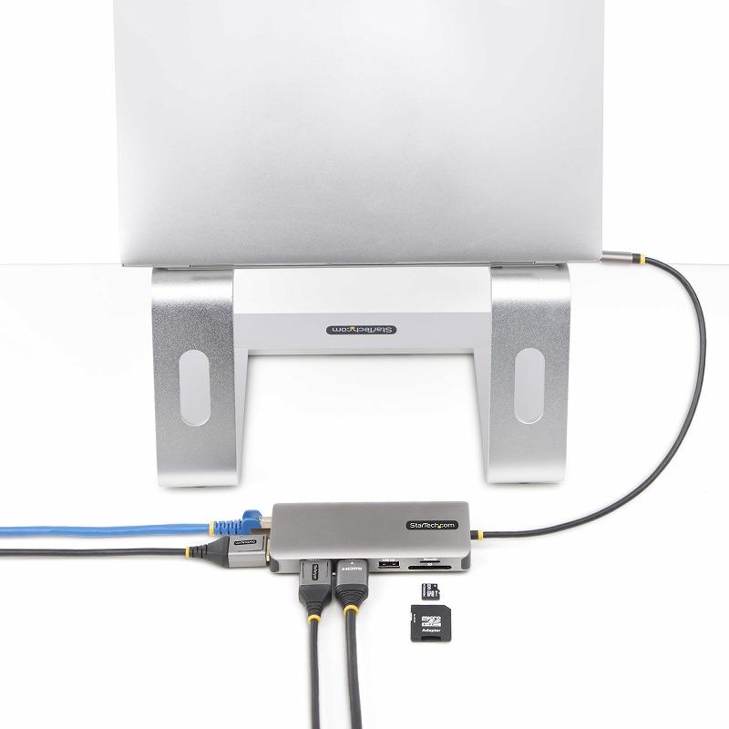 マルチポートアダプター USB-C ハブ 2x 4K60Hz + 1x 4K30Hz HDMI